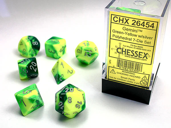 Chessex Gemini Green-Yellow/silver Polyhedral 7-Die Set (CHX 26454)