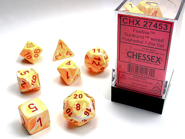 Chessex Festive Sunburst/red Polyhedral 7-Die Set (CHX 27453)