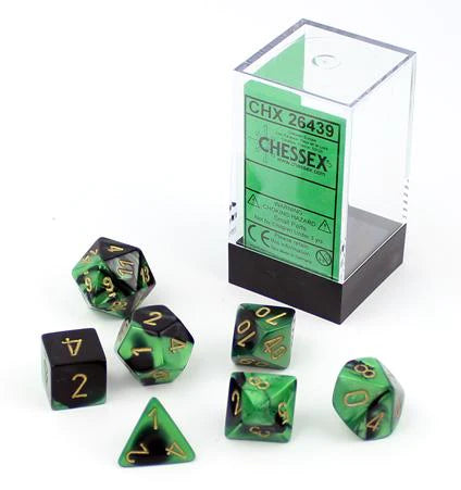 Chessex Gemini Black-Green/gold Polyhedral 7-Die Set (CHX 26439)