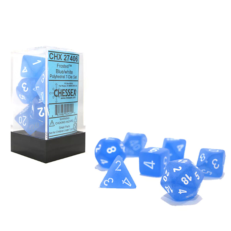 Chessex Frosted Blue/white Polyhedral 7-Die Set (CHX 27406)