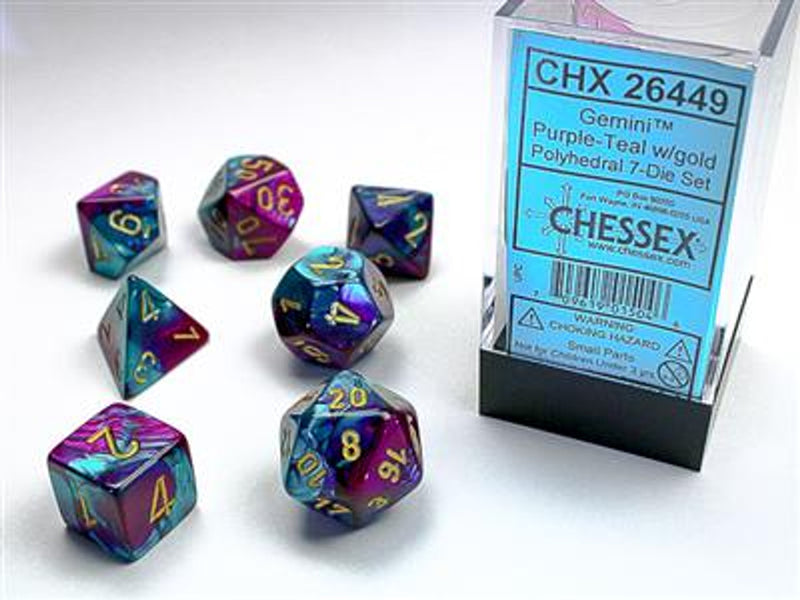 Chessex Gemini Purple-Teal/gold Polyhedral 7-Die Set (CHX 26449)