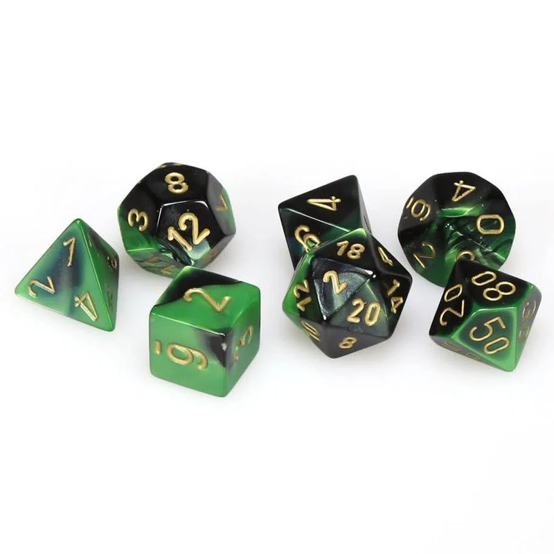 Chessex Gemini Black-Green/gold Polyhedral 7-Die Set (CHX 26439)