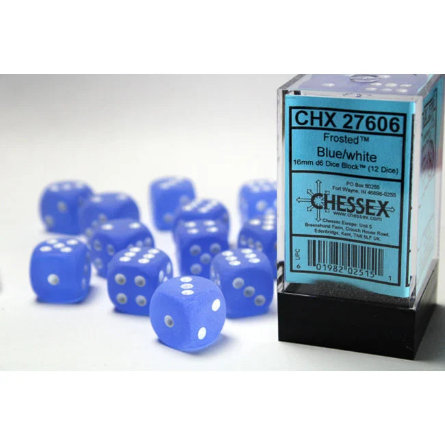 Chessex Frosted Blue/white 16mm d6 Dice (CHX 27606)