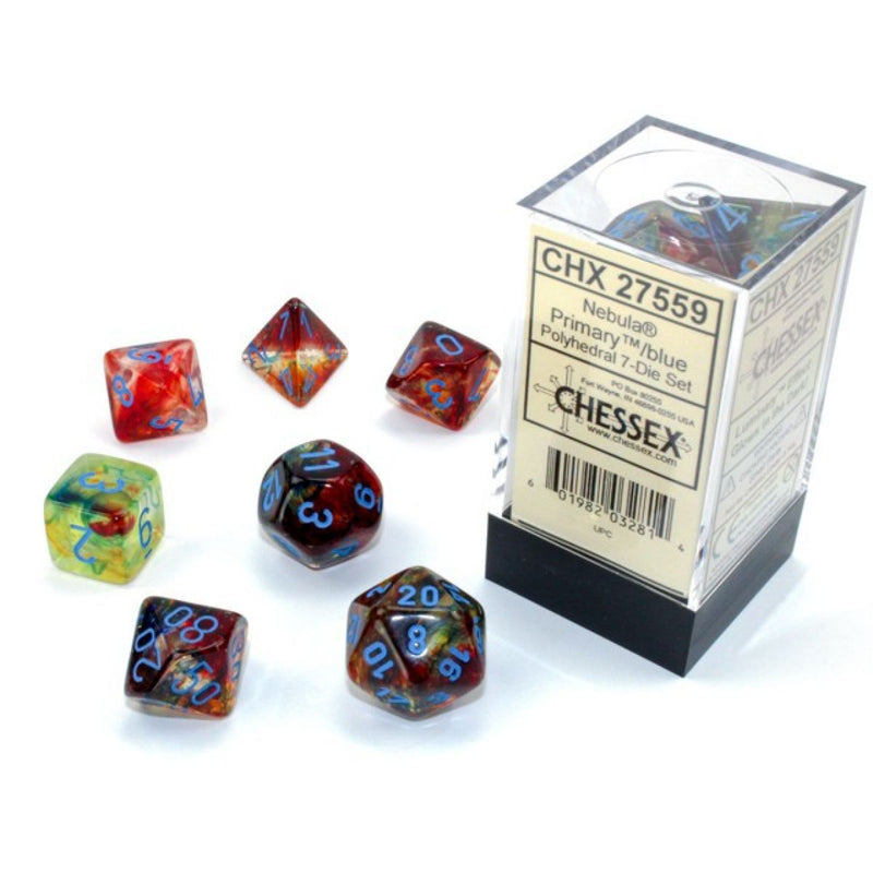 Chessex Nebula Primary/blue Polyhedral 7-Die Set (CHX 27559)