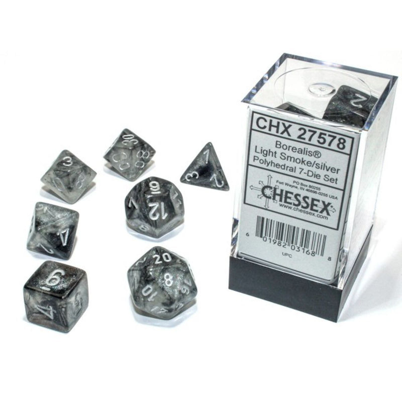 Chessex Borealis Light Smoke/silver Polyhedral 7-Die Set (CHX 27578)