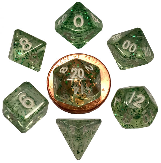 MDG Mini Polyhedral Dice Set - Ethereal Green