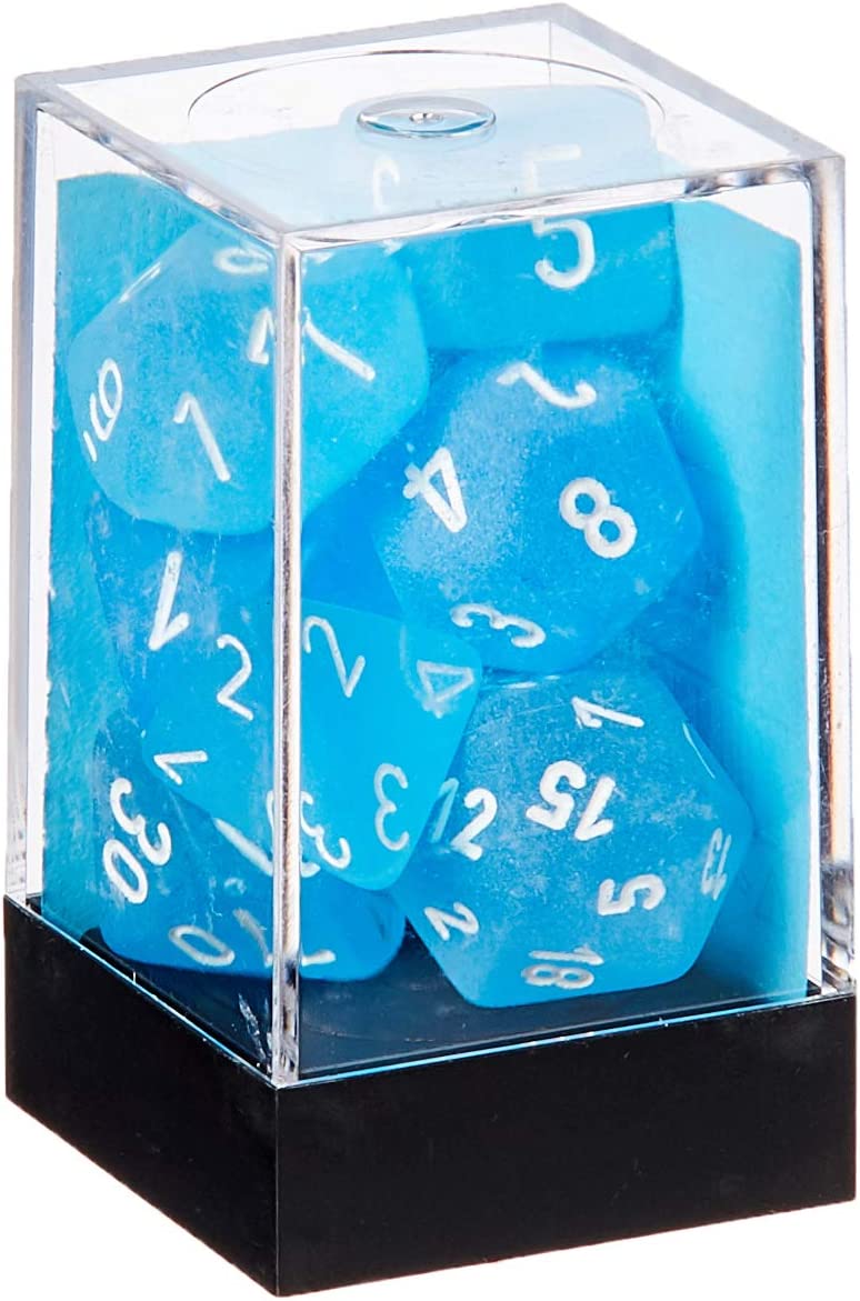 Chessex Frosted Caribbean Blue/white Polyhedral 7-Die Set (CHX 27416)