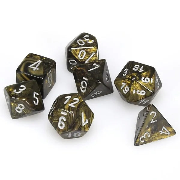 Chessex Leaf Black Gold/silver Polyhedral 7-Die Set (CHX 27418)