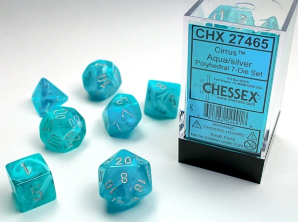 Chessex Cirrus Aqua/silver Polyhedral 7-Die Set (CHX 27465)