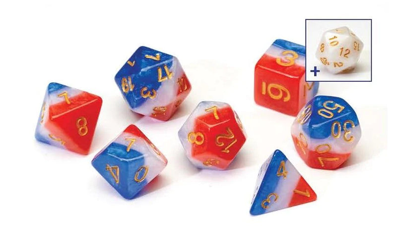Sirius Dice Red White & Blue Resin 8 Piece Polyhedral Dice Set