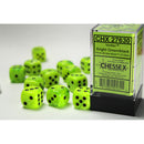 Chessex – Vortex 16mm d6 Bright Green/black Dice Block (12 dice) (CHX 27630)