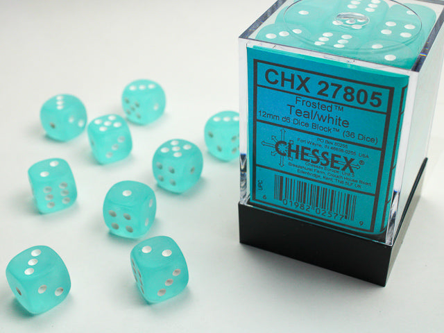 Chessex Frosted Teal/White12mm d6 Dice (CHX 27805)