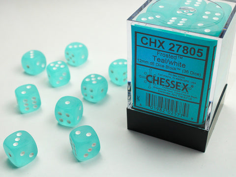 Chessex Frosted Teal/White12mm d6 Dice (CHX 27805)