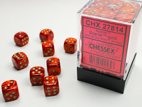 Chessex Scarab/gold 12mm d6 Dice (CHX 27814)