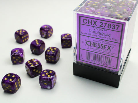 Chessex Vortex Purple/gold 12mm d6 Dice (CHX 27837)