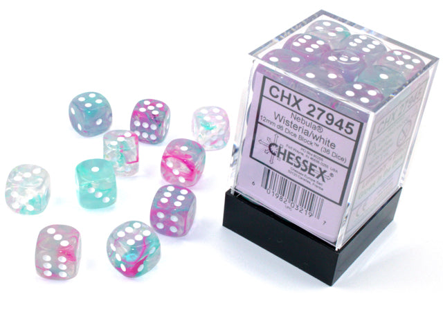 Chessex Nebula Wisteria/white 12mm d6 Dice (CHX 27945)