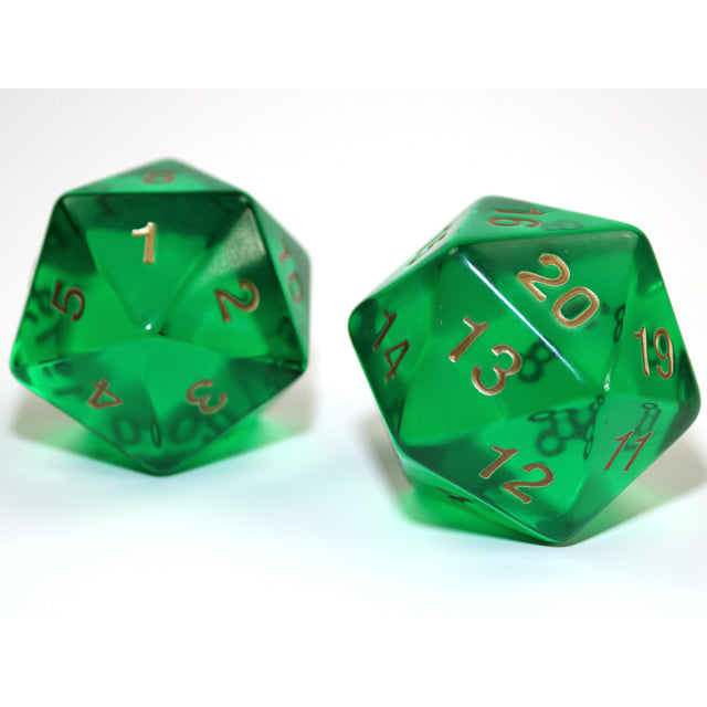 Chessex – 55mm Jumbo d20 Translucent Green w/gold