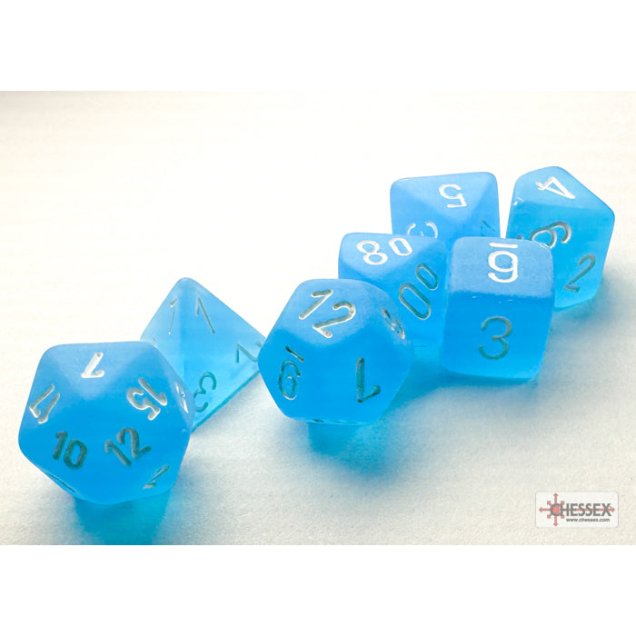 Chessex – Frosted Mini-hedral Caribbean Blue /white 7-Die Set