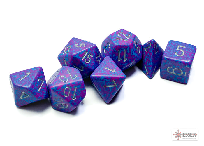 Chessex Speckled Silver Tetra Polyhedral 7-Dice Set (CHX 25347)