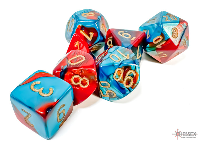 Chessex Gemini Red-Teal/gold Polyhedral 7-Die Set (CHX 26462)
