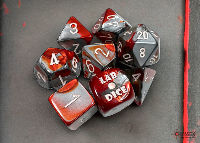 Chessex Gemini Red-steel/white Polyhedral 7-Die Set (CHX 30066)