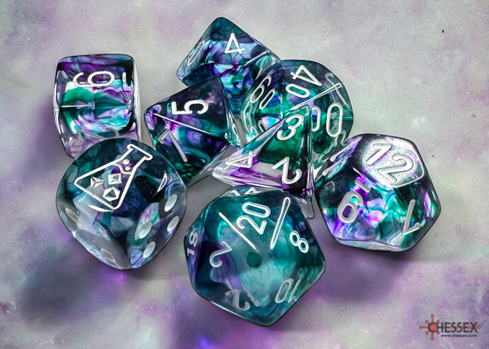 Chessex Fluorite/white Polyhedral 7-Die Set (CHX 30066)