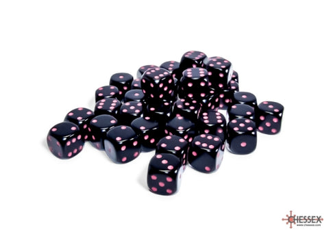 Chessex Opaque Black/pink 12mm d6 Dice (CHX25848)