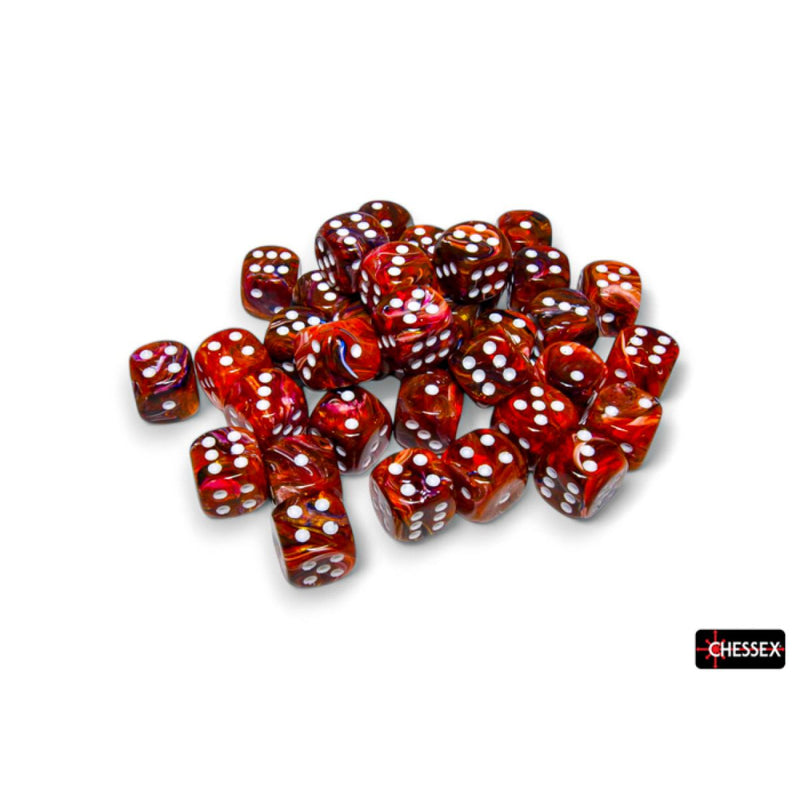 Chessex Festive Symphony/White 12mm d6 Dice (CHX 27943)