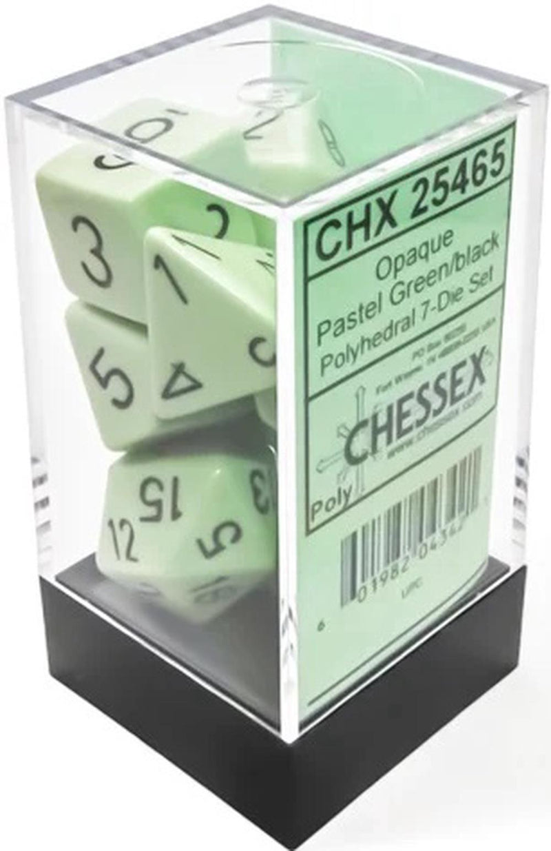 Chessex Opaque Pastel Green/black Polyhedral 7-Die Set (CHX 25465)