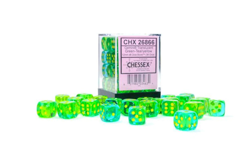 Chessex Translucent Green-Teal/Yellow Polyhedral 7-Die Set (CHX 26466)
