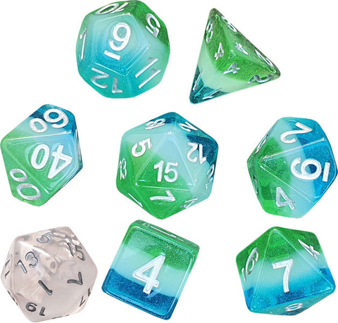 Sirius Dice Blue Hawaiian 8 Piece Polyhedral Dice Set