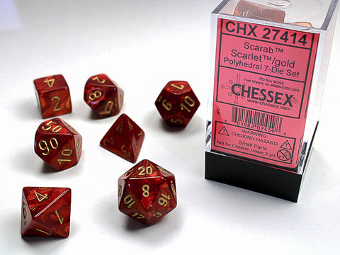 Chessex Scarab Scarlet/gold Polyhedral 7-Die Set (CHX 27414)