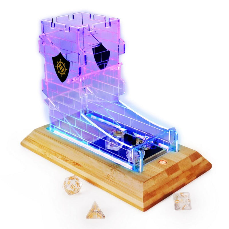 ENHANCE Tabletop LED Dice Tower and 7pc Clear Dice Set