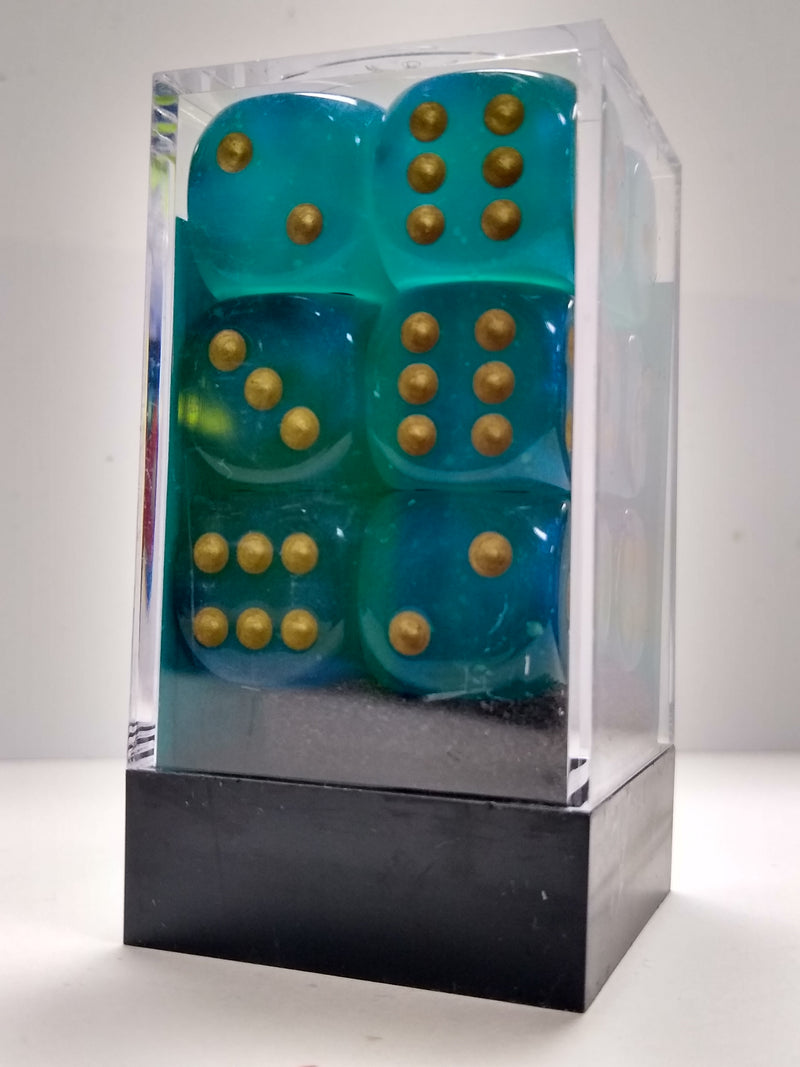 Chessex Borealis Teal/gold 16mm d6 Dice Block (CHX 27785)