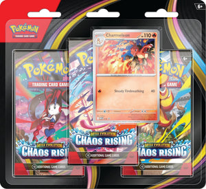 Mega Evolution: Chaos Rising 3 Pack Blister (Charmeleon) (Max 1 per person) *PREORDER for 22 MAY*