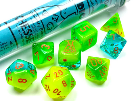 Chessex Gemini Plasma Green-Teal/orange Polyhedral 7-Die Set (CHX 30048)