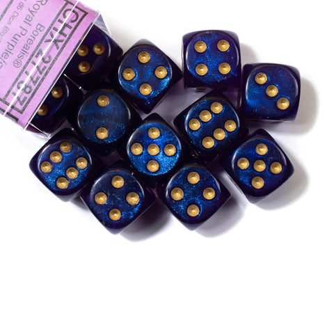 Chessex Borealis Royal Purple/gold 16mm d6 Dice (CHX 27787)