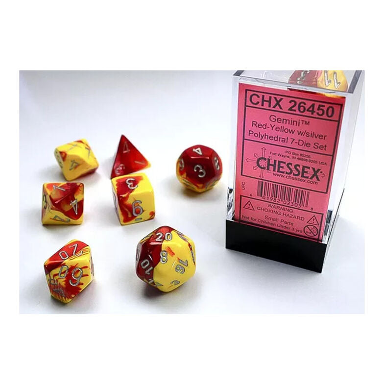 Chessex Translucent Red-yellow/silver Polyhedral 7-Die Set (CHX 26450)