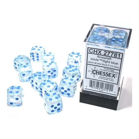 Chessex Borealis Icicle/light blue Luminary 16mm d6 Dice Block (CHX 27781)