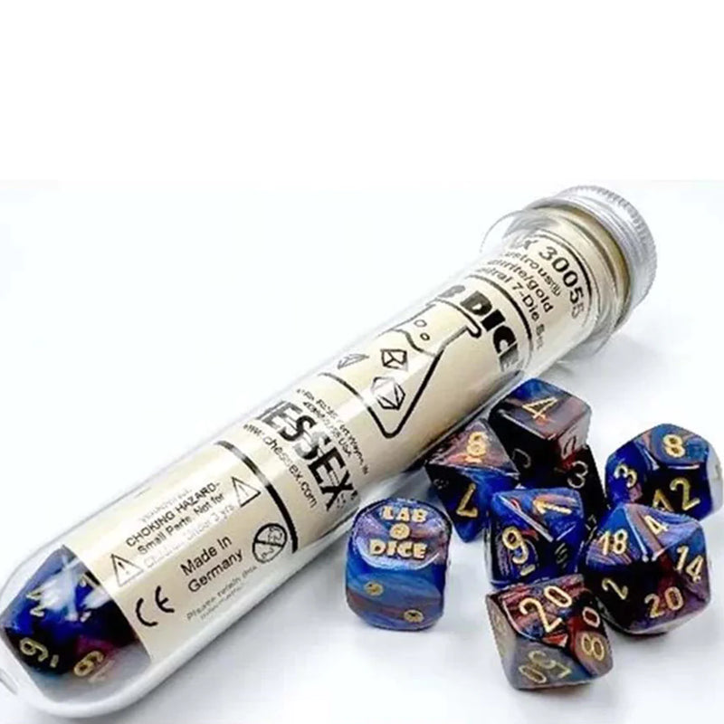 Chessex Lustrous Azurite/gold Polyhedral 7-Die Set (CHX 30055)