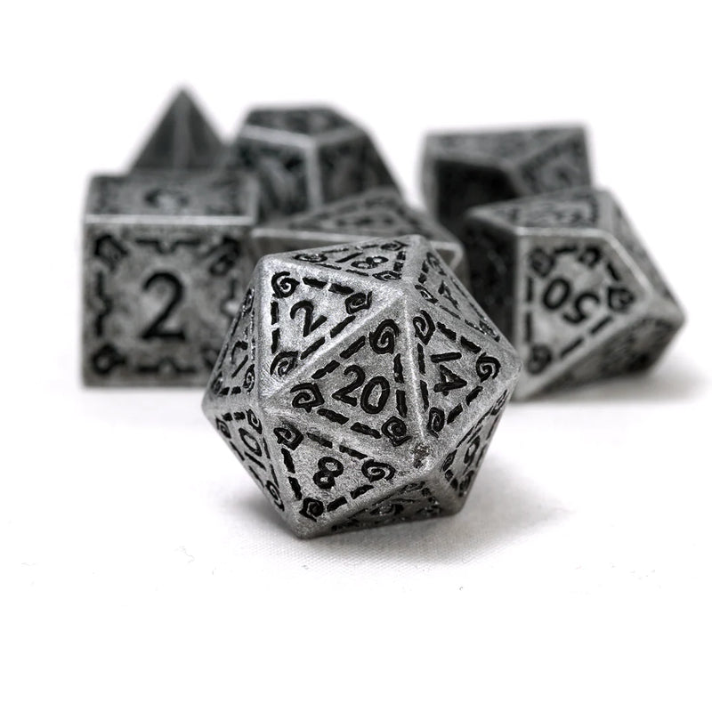 Sirius Dice Illusory Metal: Silver 7 Piece Polyhedral Dice Set