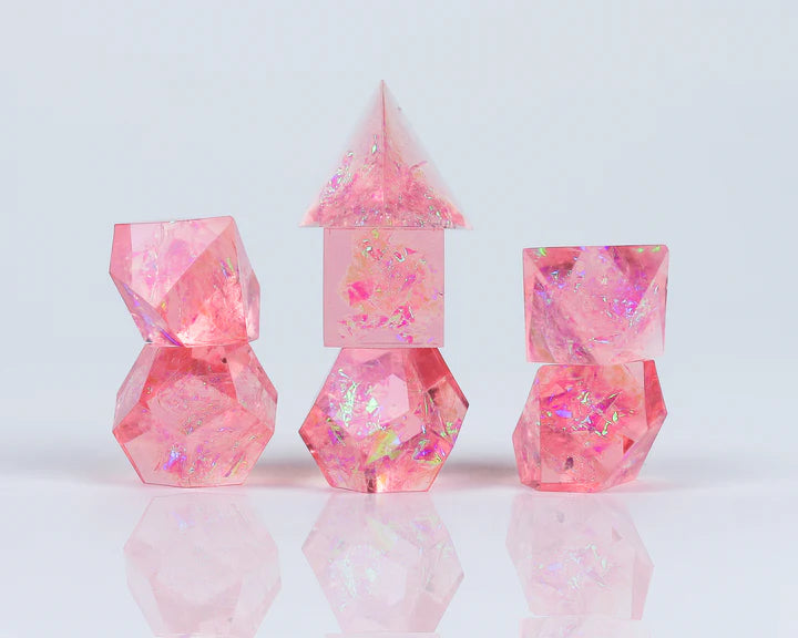 Sirius Dice Pink Cloak & Dagger 7 Piece Polyhedral Dice Set