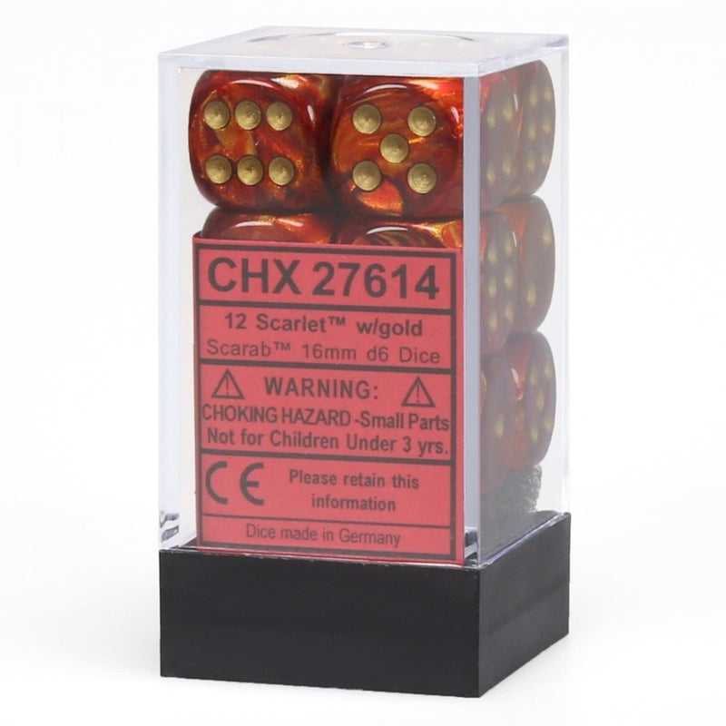 Chessex Scarab Scarlet/gold 16mm d6 Dice (CHX 27614)