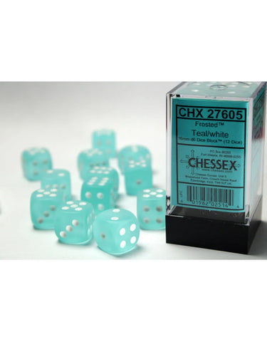 Chessex Frosted Teal/white 16mm d6 Dice (CHX 27605)