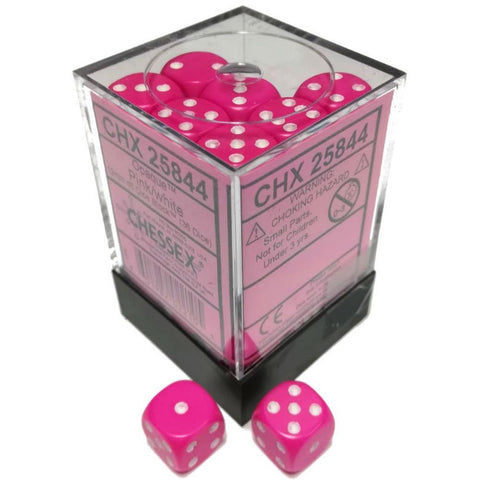 Chessex Opaque Pink/white 12mm d6 Dice (CHX 25844)