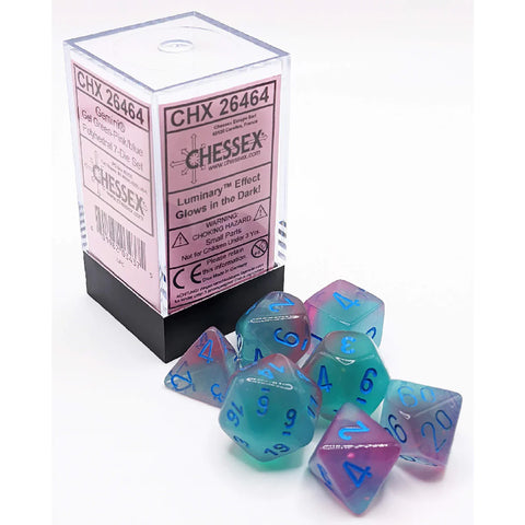 Chessex Gemini Gel Green-Pink/blue Polyhedral 7-Die Set (CHX 26464)