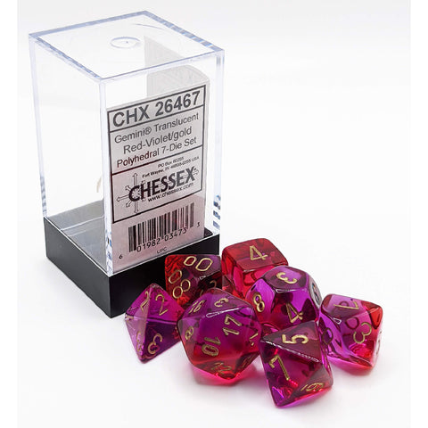 Chessex Translucent Red-Violet/gold Polyhedral 7-Die Set (CHX 26467)
