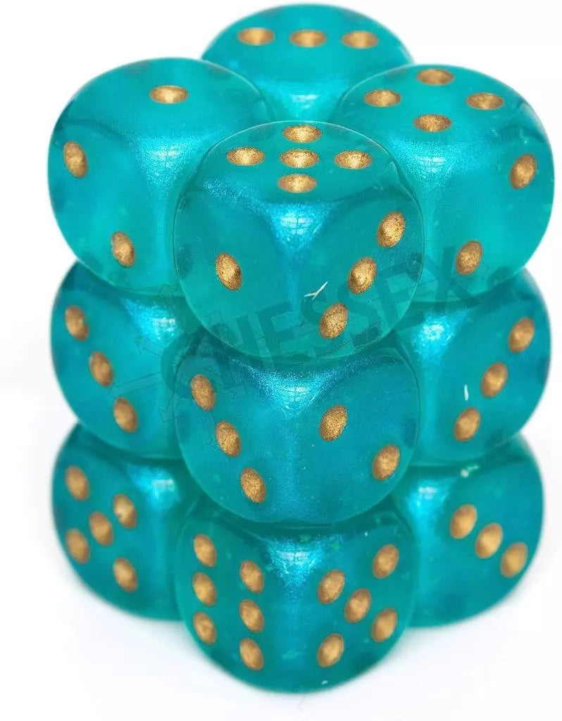 Chessex Borealis Teal/gold 16mm d6 Dice Block (CHX 27785)