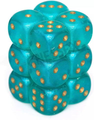 Chessex Borealis Teal/gold 16mm d6 Dice Block (CHX 27785)
