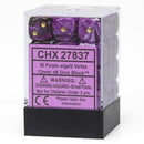Chessex – Vortex 12mm d6 Purple/gold Dice Block (36 dice) (CHX 27837)